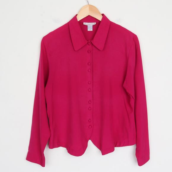 Vintage Magenta Silk Shirt M - Picture 4 of 4